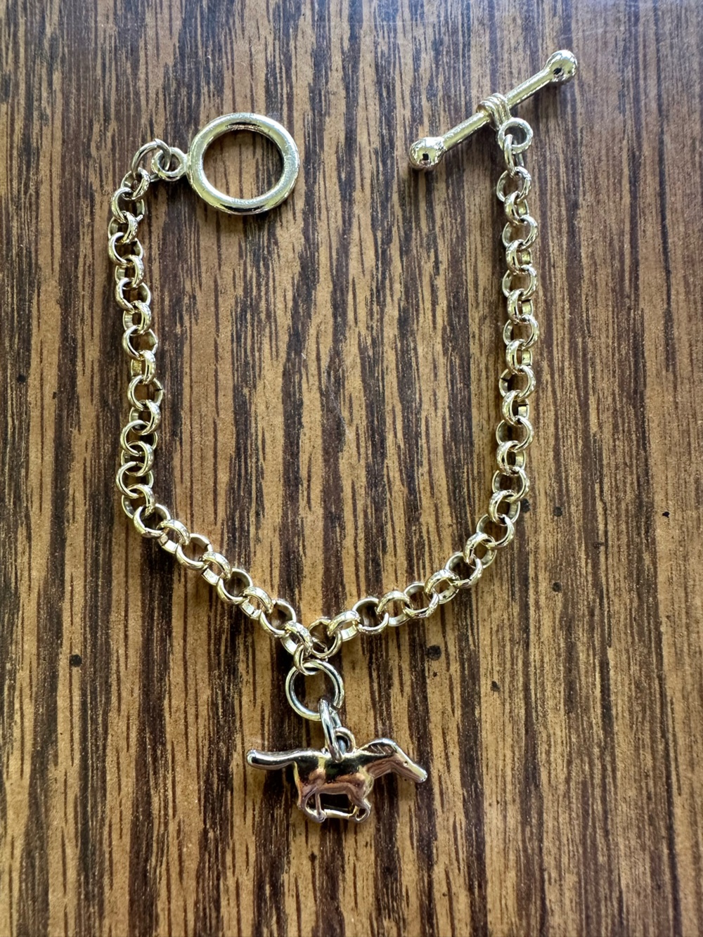 Gold Chain Bracelet with Horse Pennant- Women Jewelry